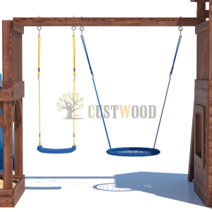 Детская деревянная игровая площадка для улицы дачи CustWood Scout SC9 с деревянной крышей