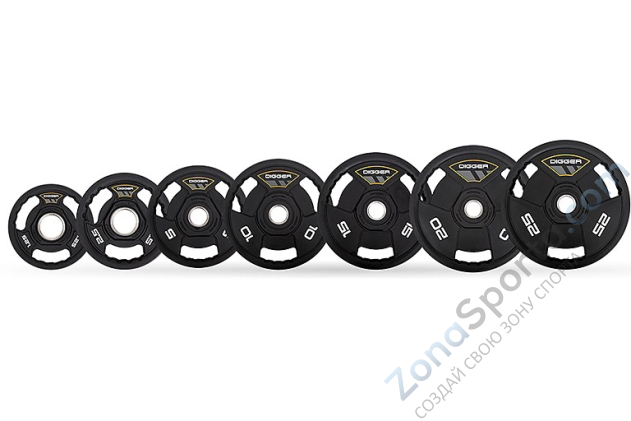 Диск олимпийский полиуретановый Hasttings HD51C3A-10 3-х хватовый 10 кг