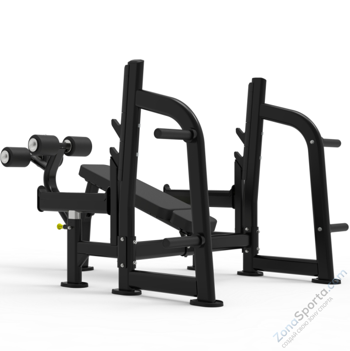 Олимпийская скамья с отрицательным наклоном для жима со страховочными упорами Impulse ITF8204+ITF8202OPT