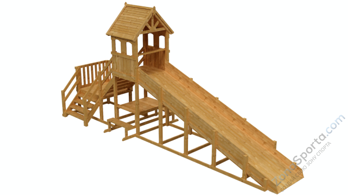 Зимняя деревянная заливная горка Теремок 2 (пропитка)